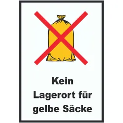 Kein Lagerort für Gelbe Säcke Schild A1 (594x841mm)