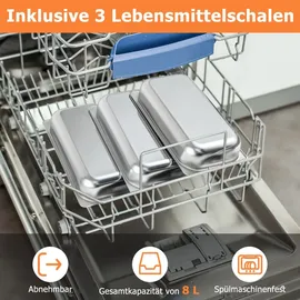 Goplus 2 in 1 Buffetwärmer & Warmhaltebehälter, 450W elektrische Warmhalteplatte mit Deckeln, 8 L Buffet Wärmer mit Temperaturregler von 50°C bis 150°C, Edelstahl Speisenwärmer für Catering - Silber