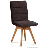 58 aufm Kessel Esszimmerstuhl Küchenstuhl drehbar (2er-Set) Dorle 47x92x60 Eiche geölt/Espresso (Lieferung bis Verwendungsstelle, 6 St), Stabiles Gestell aus Massivholz pflegeleichter Bezug aus Microfaser braun