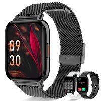 Erkwei Smartwatch Damen mit Bluetooth Anrufe 1,69 Zoll Fitnessuhr Damen Herzfrequenzmonitor Schlafmonitor Schrittzähler SpO2 Fitness Tracker Schrittzähler Kalorien Musiksteuerung