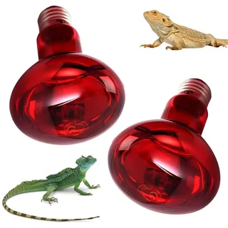 KBIBCK Reptilien Rotlichtlampe, 2 Stück Rotlichtlampe Wärmelampe 100W, Rotlichtlampe Birne, Reptilien Wärmelampe Terrarium, E27 Base Infrarot Wärmelampe, für Schildkröten, Schlangen, Hühner, Hunde