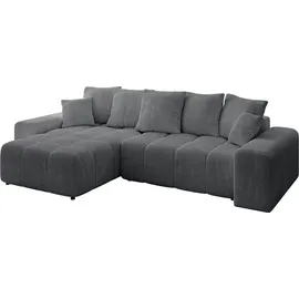 altdecor Ecksofa Cord mit Schlaffunktion 2-Sitzer Dunkelgrau