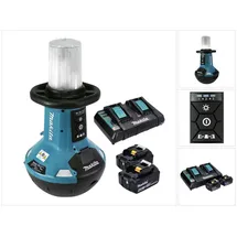 Makita DML 810 PG Akku LED Flächenlicht 18 / 36 V ( 2 x 18 V ) 5500 lm IP54 + 2x Akku 6,0 Ah + Doppelladegerät