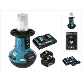 Makita DML 810 PG Akku LED Flächenlicht 18 / 36 V ( 2 x 18 V ) 5500 lm IP54 + 2x Akku 6,0 Ah + Doppelladegerät