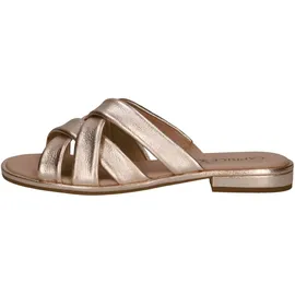 CAPRICE Pantoletten Leder Sommer, Metallisch (Platin Metal.), 39 EU