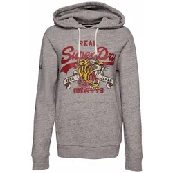 Superdry Herren Hoodie - VINTAGE NARRATIVE HOOD, Baumwollmischung, Kapuze, Print, einfarbig Grau M