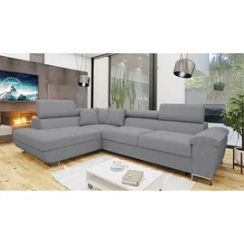 Mirjan24 Ecksofa Cotere Cord, L-Form Eckcouch mit Schlaffunktion und Bettkasten (Farbe: Poso 110, Seite: Links) - Grau