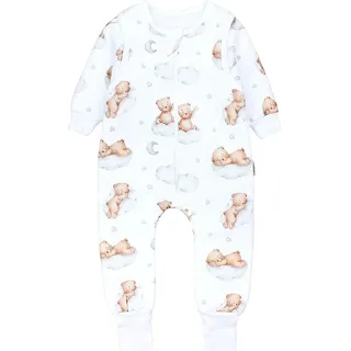 TupTam Schlafsack mit Beinen und Ärmeln 2.5 TOG, OEKO-TEX zertifiziert, Farbe: Bären auf Wolken/Weiß/Braun, Größe: 104-110