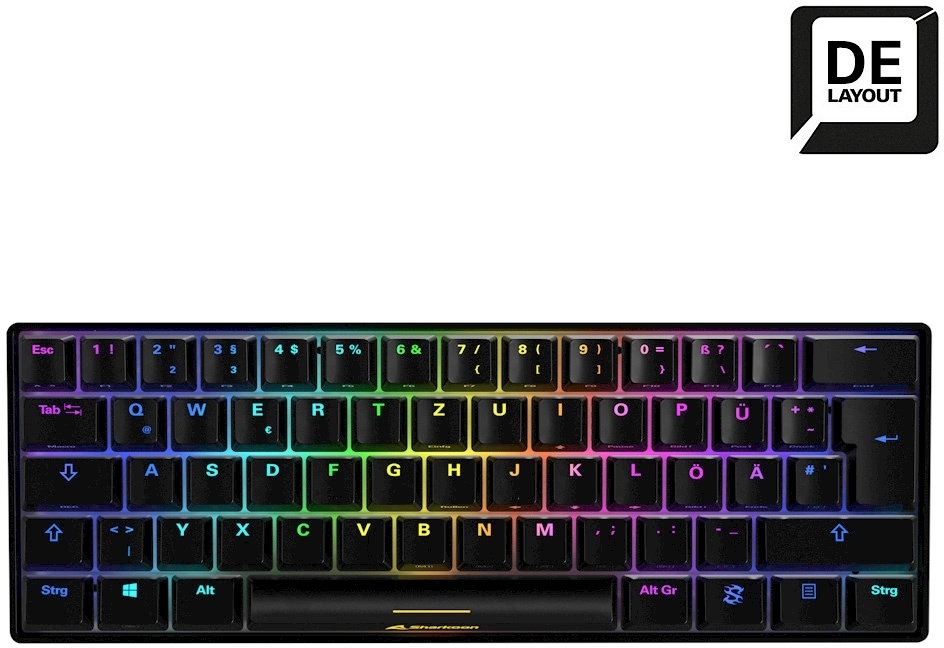 Sharkoon SKILLER SGK50 S4 Gaming Tastatur mit braunen Switches - 60 % Layout, Kail H brown Switches, RGB-Beleuchtung, QWERTZ-Layout, schwarz