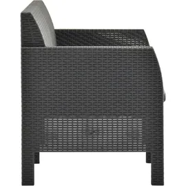 vidaXL 2-Sitzer Gartensofa mit Kissen Anthrazit PP Rattan
