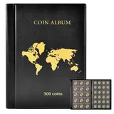Münzen Sammelalbum - Euro Coin Collection Münzalbum, Münzalbum Aufbewahrung für Sammler, Münzsammelalbum Transparent, Münzalbum Münzhalter Münzsammlung Buchgeld Penny Pocket für Sammler (300 Taschen)