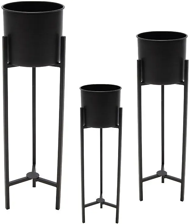 Eton High Legs Black Blumenständer Set S3 D18/24H55/90