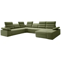 Luxusbetten24 Schlafsofa Designer Sofa Kreta, mit Schlaf - und Klappfunktion grün