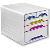 CEP Schubladenbox Smoove weiß/bunt-transparent 1072130931, DIN A4 mit 5 Schubladen, 1 St.