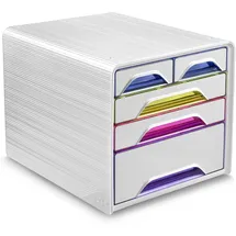 CEP Schubladenbox Smoove weiß/bunt-transparent 1072130931, DIN A4 mit 5 Schubladen, 1 St.