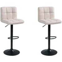 Home4You Barhocker 2er Set, Beige Schwarz - Webstoffbezug -