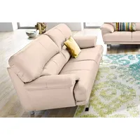 TRENDMANUFAKTUR 3-Sitzer "Cecilia, in italienischem Design, bequem", beige, B:200cm H:87cm T:90cm, Microfaser PRIMABELLE (100% Polyester);NaturLEDER (echtes Rindsleder) in Sitz und Rücken.