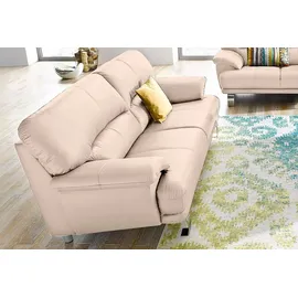 TRENDMANUFAKTUR 3-Sitzer "Cecilia, in italienischem Design, bequem", beige, B:200cm H:87cm T:90cm, Microfaser PRIMABELLE (100% Polyester);NaturLEDER (echtes Rindsleder) in Sitz und Rücken.