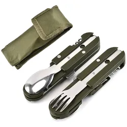 Campingbesteck Outdoorbesteck Bundeswehrbesteck Feldbesteck Faltbar Edelstahl