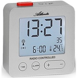 Atlanta Funkwecker Digital LCD Beleuchtung Temperatur Einfache Bedienung Obenabsteller Silber - 1882-19