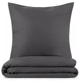 Blumtal Bettwäsche 155x220 cm + 2 Jahre Gewährleistung - Oeko-TEX zertifizierte Mikrofaser Bettwäsche Bettwäsche weich - Bettwäsche Übergröße 155x220/3er Set Bettbezüge Anthrazit