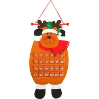 Weihnachts-Adventskalender, Rentier, Weihnachtsmann, Schneemann, hängender Countdown-Kalender aus Filz mit 24 Taschen für Wand- und Türdekoratio...