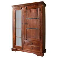 Massivmoebel24 Vitrine Akazie 110x45x155 nougat lackiert OXFORD 425