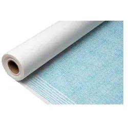 Luftgelegte Tischdeckenrolle 1,20 x 25 m. Nairobiblau dekoriert