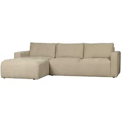 Beige Stoff Ecksofa mit drei Sitzplätzen Armlehnen