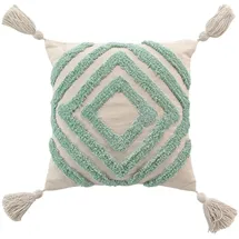 bricoline Douceur d ́intérieur Zierkissen, Grün, Naturmaterialien, 40x40 cm,