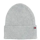 Tommy Hilfiger Strickmütze Mütze Cotton Cashmere Beanie Baumwolle Kaschmir Grau Hellgrau One Size - Einheitsgröße