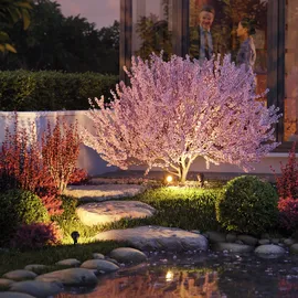 ledscom.de Gartenstrahler mit Erdspieß Kunststoff 39,0 cm inkl. GU10 LED 468lm warmweiß schwarz