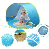 Jibenhome Faltzelt Strandmuschel Pop Up Strand-Zelt, Sonnen- & Windschutz, Tragbares für 2-10 Jahre, Blau, mit Tragetasche blau