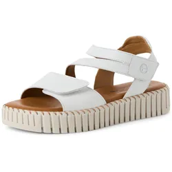 Sandalette TAMARIS, Damen, Gr. 37, weiß, Glattleder, modisch, Schuhe, Riemchensandale, Sommerschuh mit geriffelter Plateausohle, Topseller