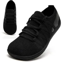 ZGPWZWL Barfuss Schuhe Damen Barfussschuhe Sneaker Bequeme Leichte Turnschuhe Breite Sportschuhe Rutschfeste Atmungsaktiv Hallenschuhe Laufschuhe Barefoot Shoes Geeignet für Outdoorheld Scharz Größe40 - 40 EU Weit