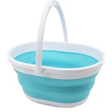 SAMMART 11L Faltbarer Korb mit Griff – Tragbarer Outdoor-Picknickkorb/Krater – Faltbare Einkaufstasche – Platzsparender Aufbewahrungsbehälter (Weiß/Dunstblau, 1)