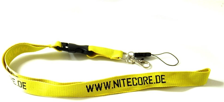 Nitecore Schlüsselband gelb mit schwarzem Schriftzug
