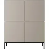 SELSEY Kommode Schrank Aufbewahrungsschrank 100 cm 4 Türen 8 Fächer Beige Schwarze Beine Bemmi