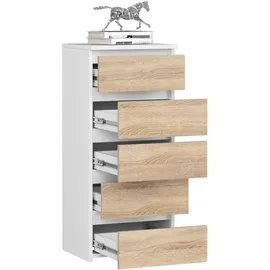 Akord Kommode AKORD CL5 40 x 92 x 35 cm Weiß / Sonoma Eiche