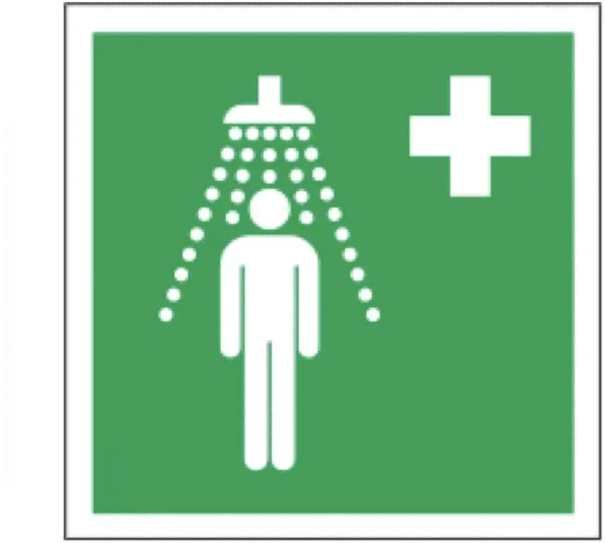 Rettungsschild als Symbol Notdusche nach ISO 7010