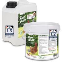 Home Shield Bundle - 2,5L Kanister Instant White Easy Milbenspray & 2 kg Eimer White Powder - Anti Milben Mittel Set für Hühner gegen Rote Vogelmilbe im Hühnerstall