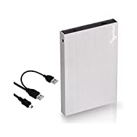 SUHSAI 1TB Externe tragbare Festplatte 2,5 Zoll Speicher-/Sicherungslaufwerk mit USB 2.0-Speichererweiterungsfestplatte, Slim-Festplatte, kompatibel mit Mac, PC, Laptop, Desktop (Silber)