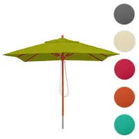 Mendler Gastronomie Holz-Sonnenschirm HWC-C57, Gartenschirm, Polyester/Holz 14kg, eckig 3x3m