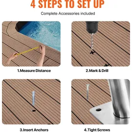 Vevor Pool-Handlauf weiß 990 x 100 x 812 mm