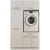 laundreezy Waschmaschinenschrank, Mehrzweckschrank und 2x Schrankaufsatz, Weiß - Waschmaschinen-Überbauschrank TÜV-zertifiziert mit viel Stauraum - 117,5 x 200 x 67,5 cm (B/H/T)