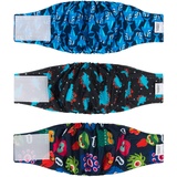 CuteBone Männlich Waschbare Hundewindeln Bauchbänder,3 Stück Wiederverwendbare hund bauchband für Rüden Hochsaugfähige Hundewickel mit Flexiblem Klettverschluss DM07XS-DE