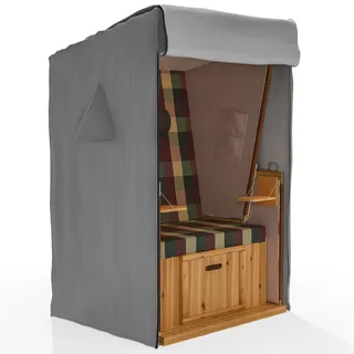 Sanzaro Premium Strandkorb Abdeckung mit Ösen Strandkorbhülle Grau 100 x 90 x 155cm (BxTxH)