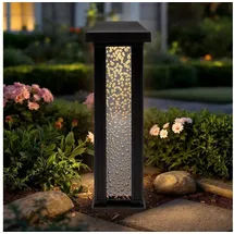 Spetebo LED Solar Gartenstecker im Sprudelsäule Design - 30 cm - Garten Deko Wegeleuchte warm weiß