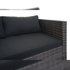 Mendler Poly-Rattan Garnitur HWC-F57, Balkon-/Garten-/Lounge-Set Sofa Sitzgruppe ~ grau, Kissen dunkelgrau ohne Deko-Kissen