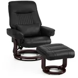 M MCombo Relaxsessel 9035 Kunstleder 82 x 107 x 143 cm Schwarz mit Hocker